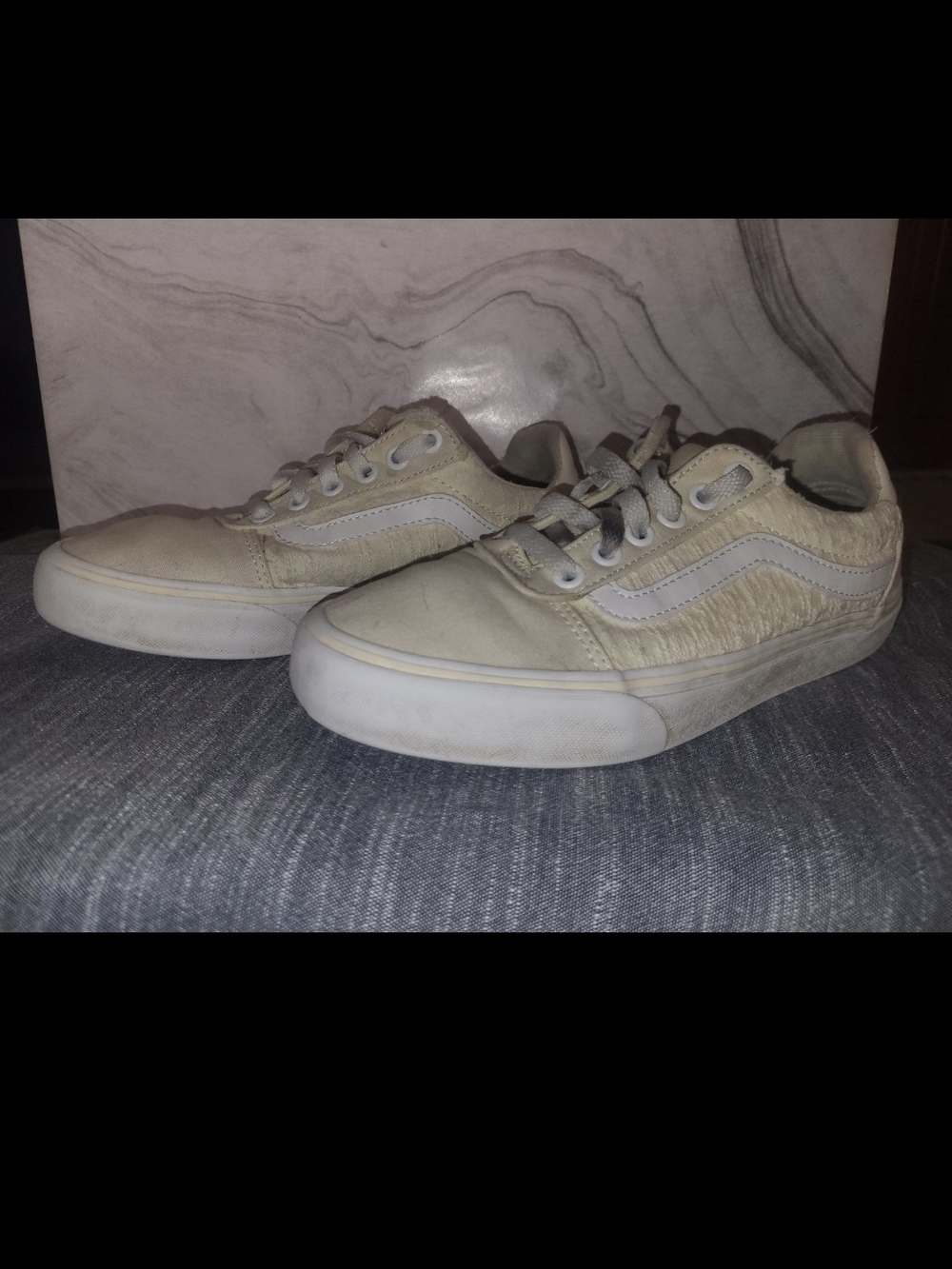Vans Low-Top Lace-Up Sneakers in Cream and White